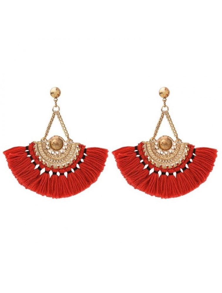 MY JEWELLERY Boho Tassel Earrings Red